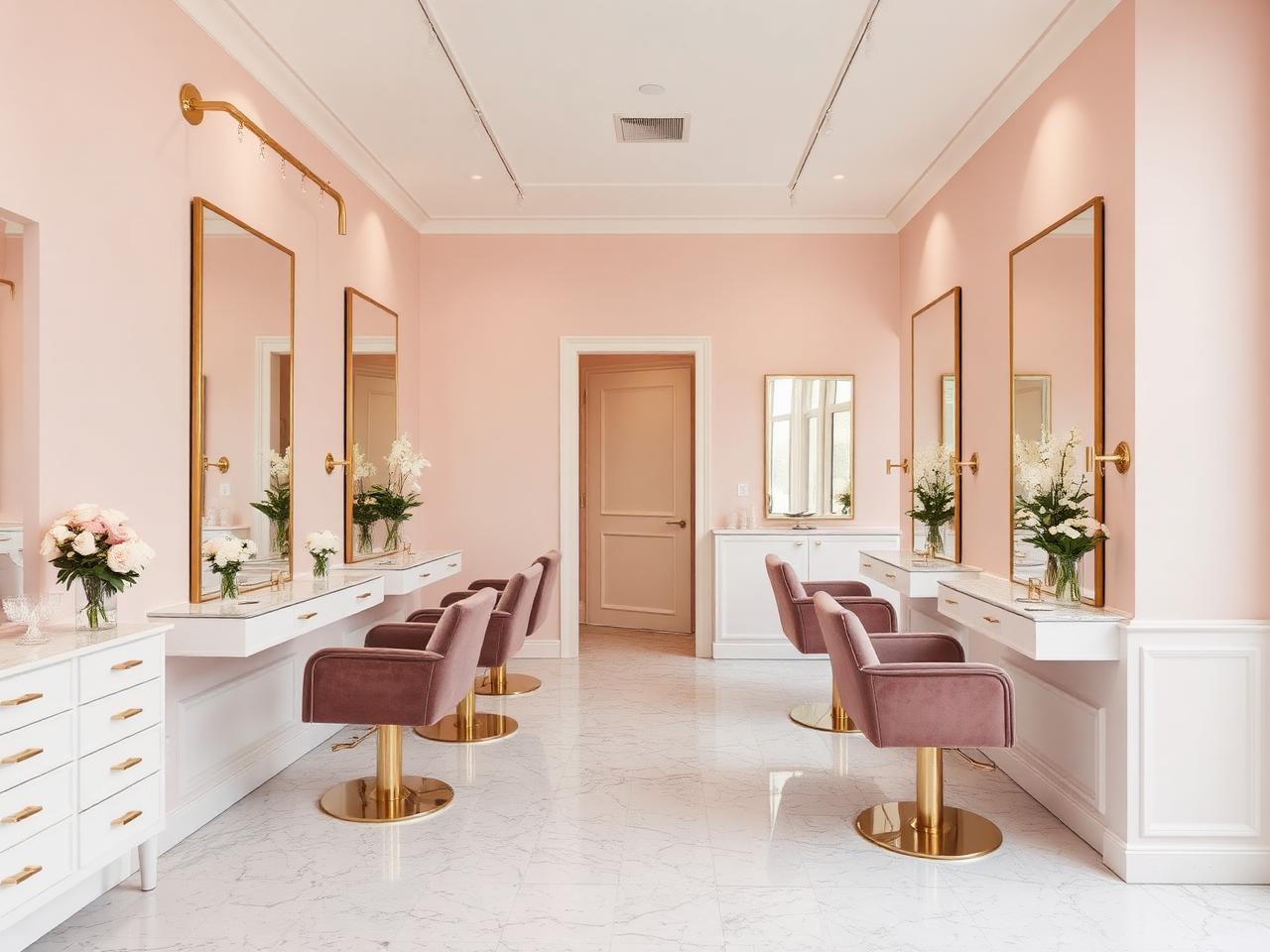 Interior rosado, luminoso y elegante de MarisolSalon